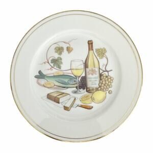 Limoges by Godinger Vintage Hand Painted Retro 1855 Cheese Plate